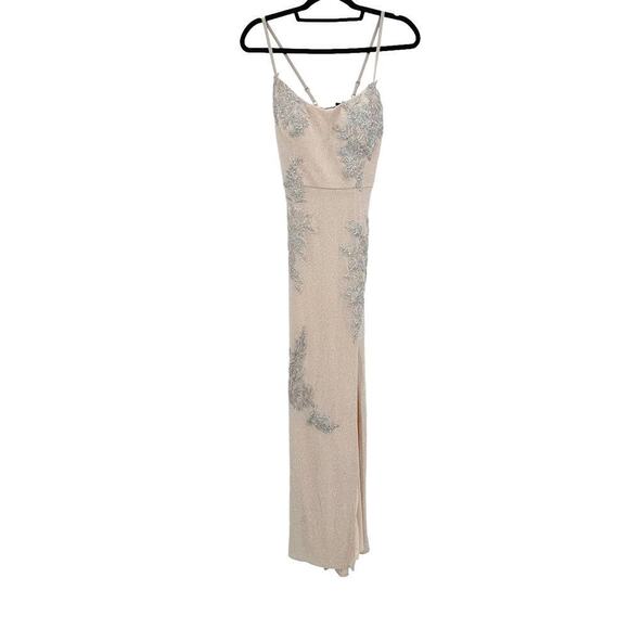 XSCAPE Embellished & Embroidered Romantic Gown Sleeveless Nude Size 12 NWT - Picture 9 of 13